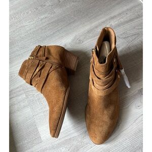 Franco Sarto Brown Genuine Suede Ankle Western Style Booties NWOB- Size 8